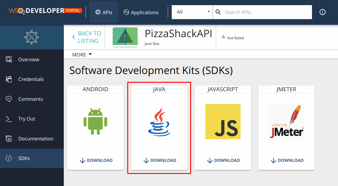 Default SDKs in Developer Portal