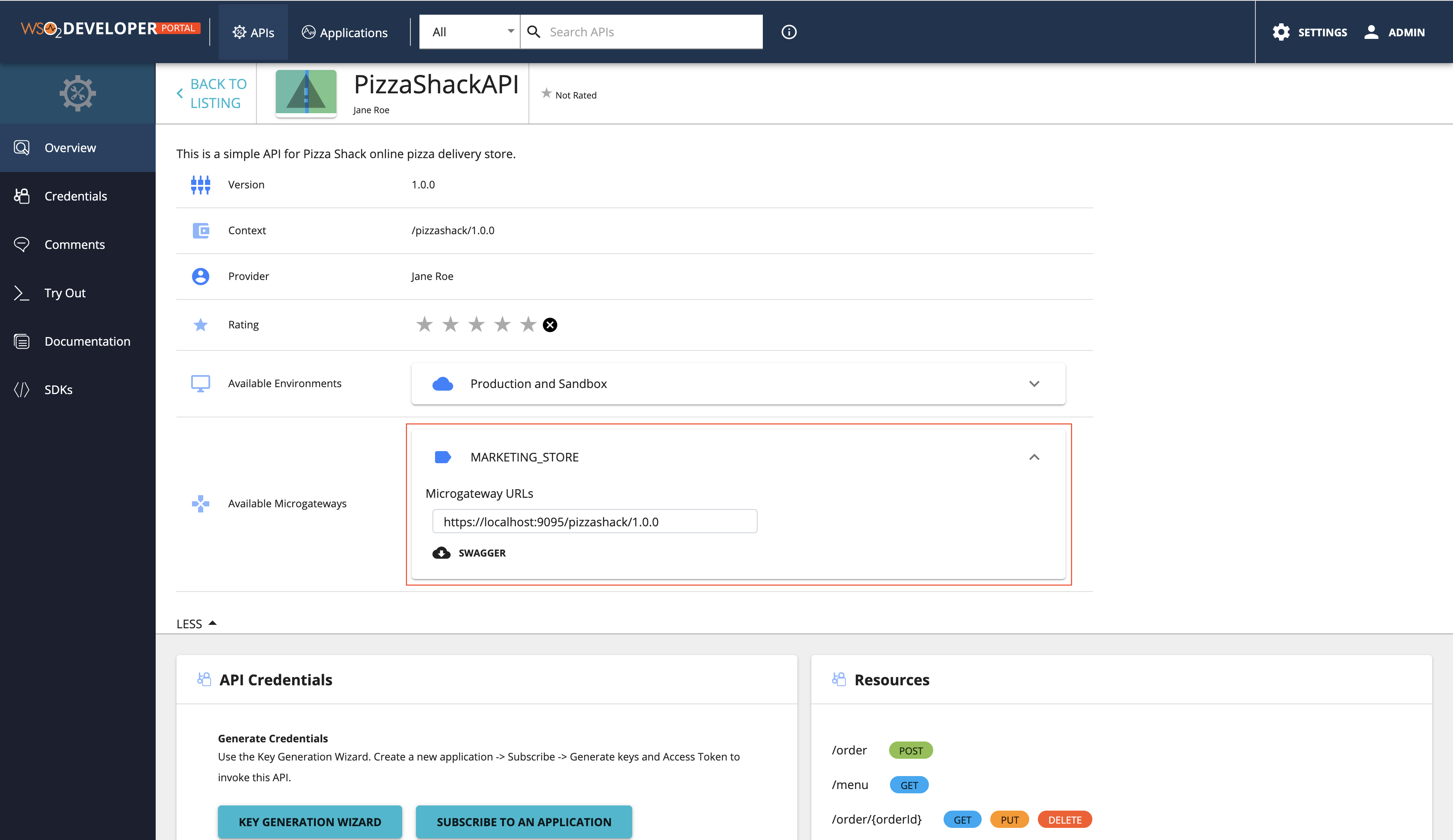 Microgateway label in the Developer Portal