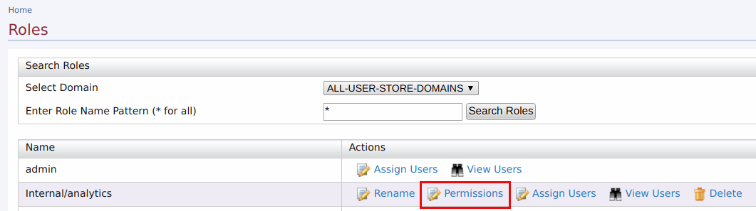 Change permissions of role