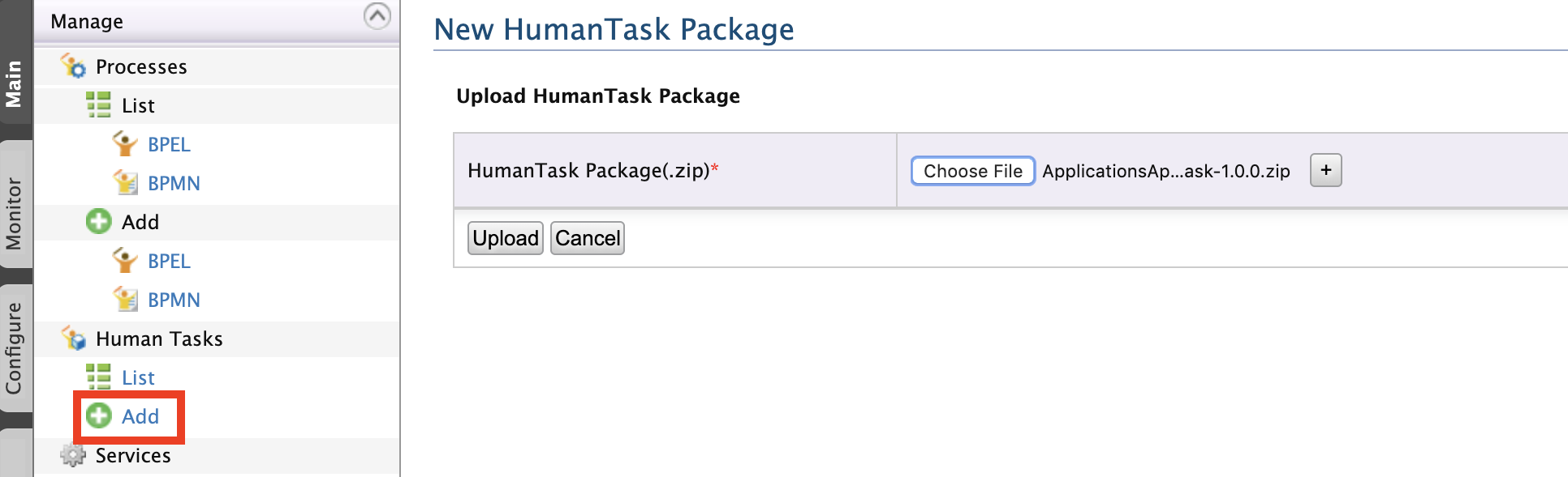 Add human task package