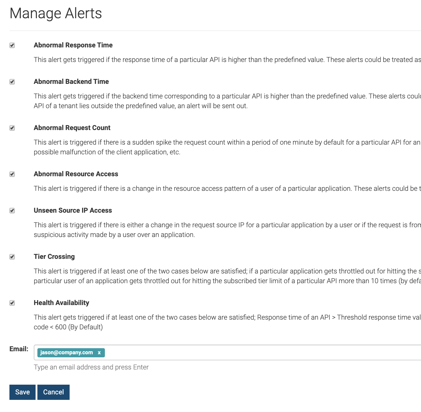Subscribe to alerts in admin portal