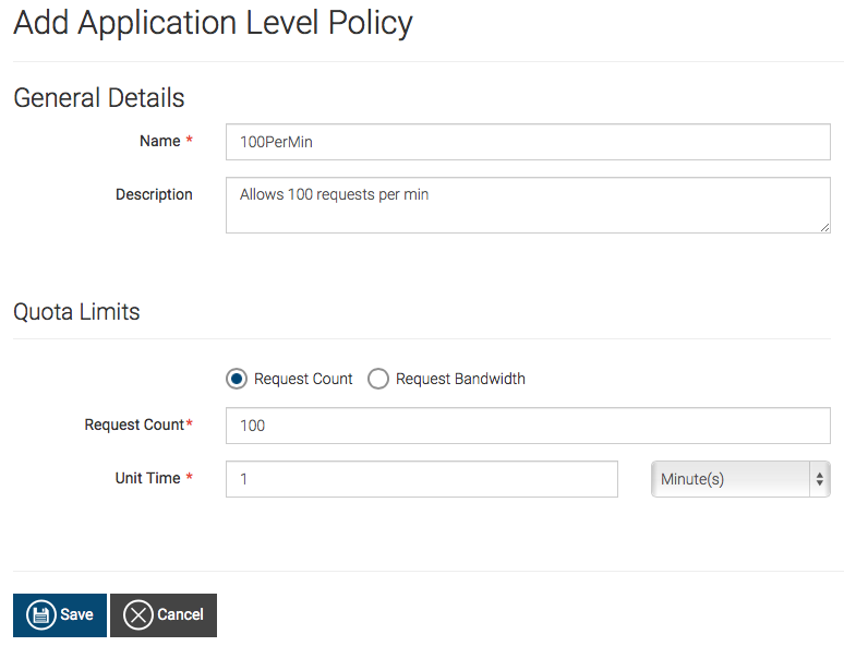 Save application policy