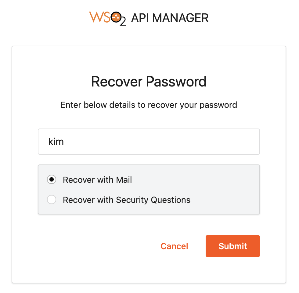 Password recovery page