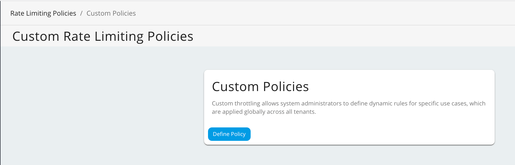 Add Custom policy page