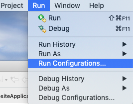 run configurations menu