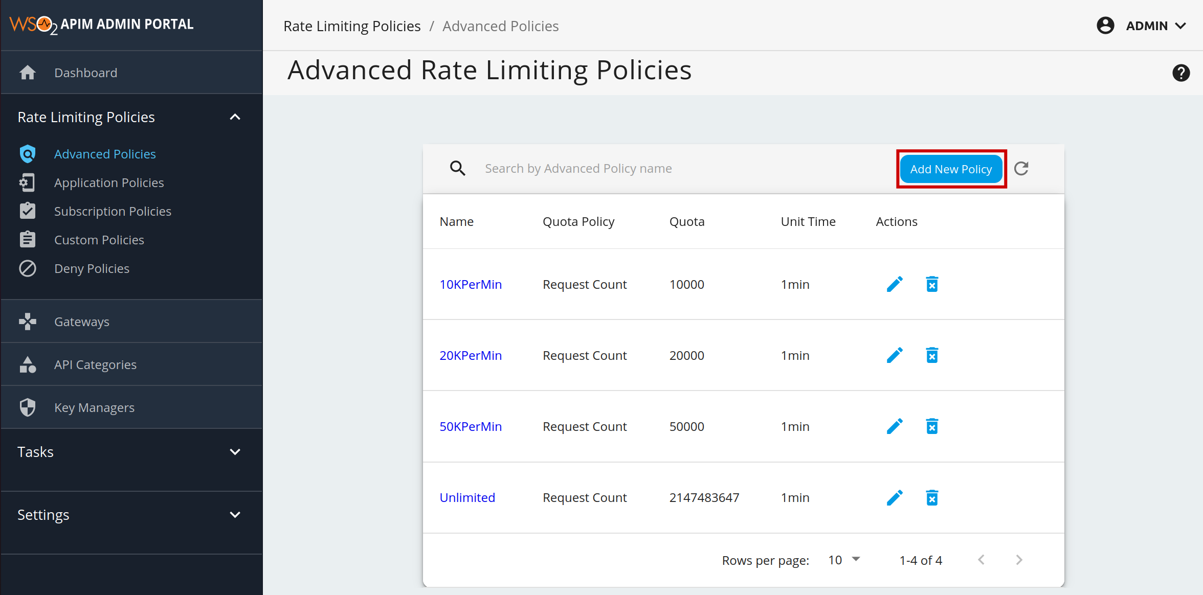 Add advanced policy page