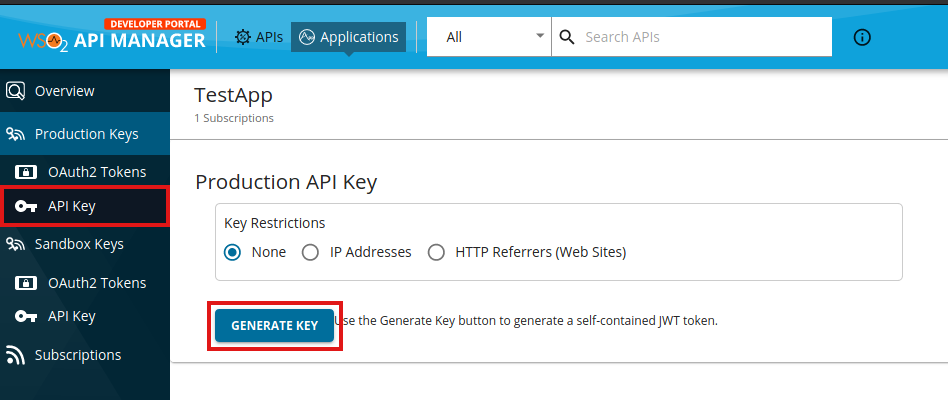 Generate API key