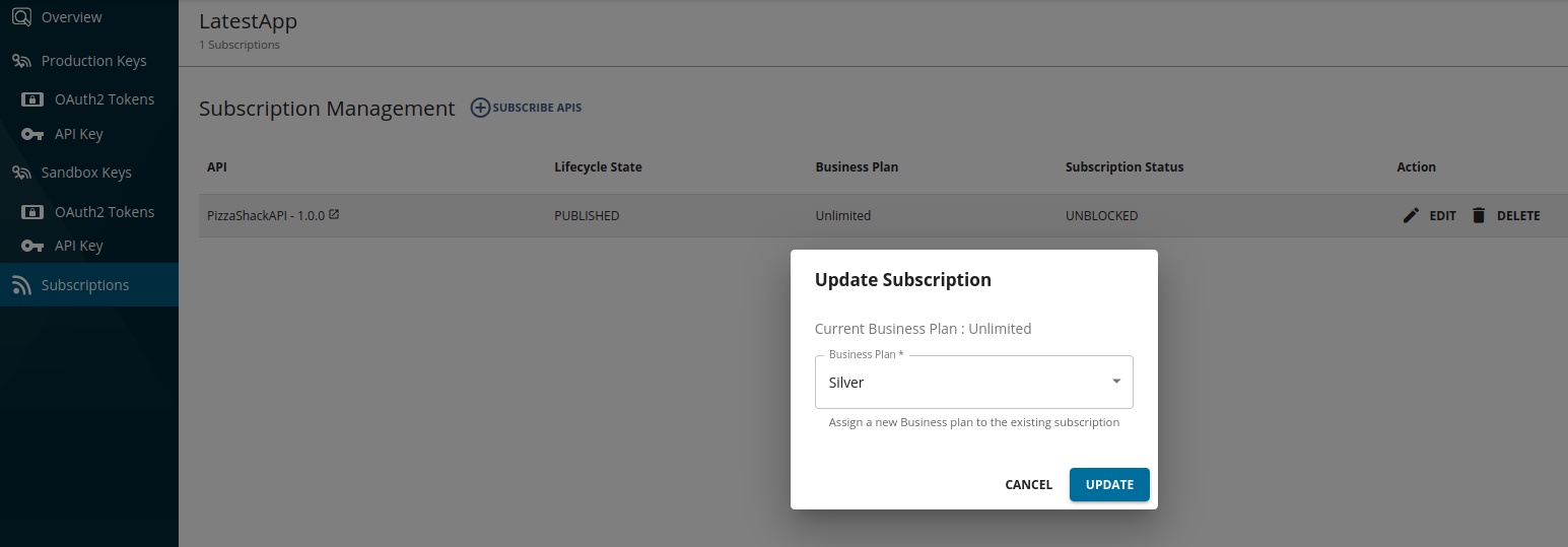 Subscription Update Popup