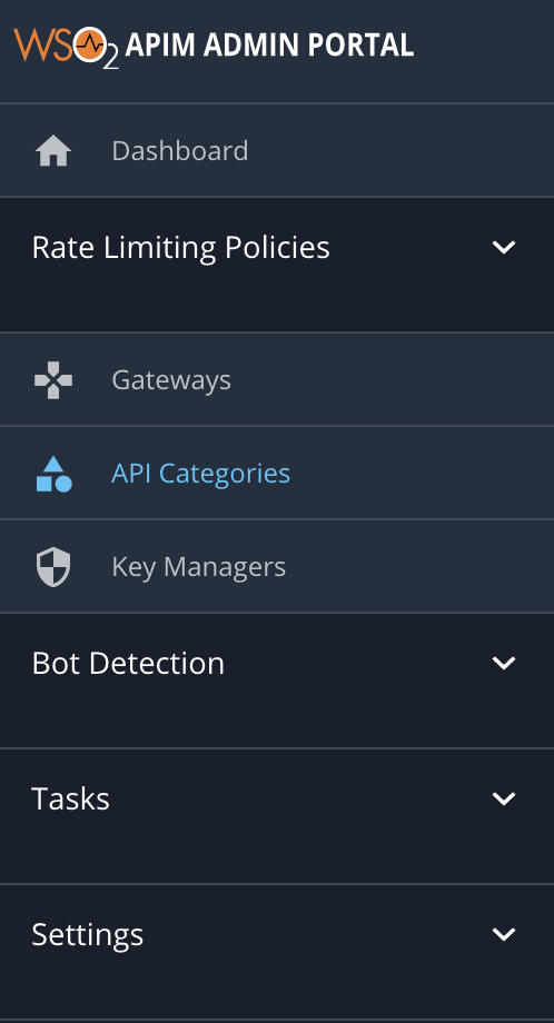 API categories menu
