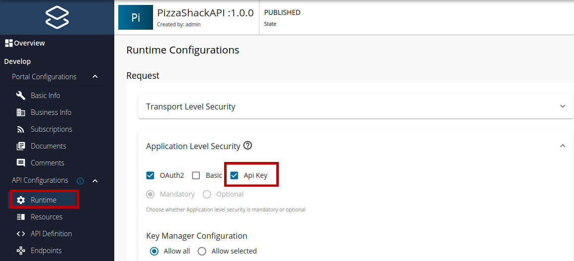 Configure API key authentication
