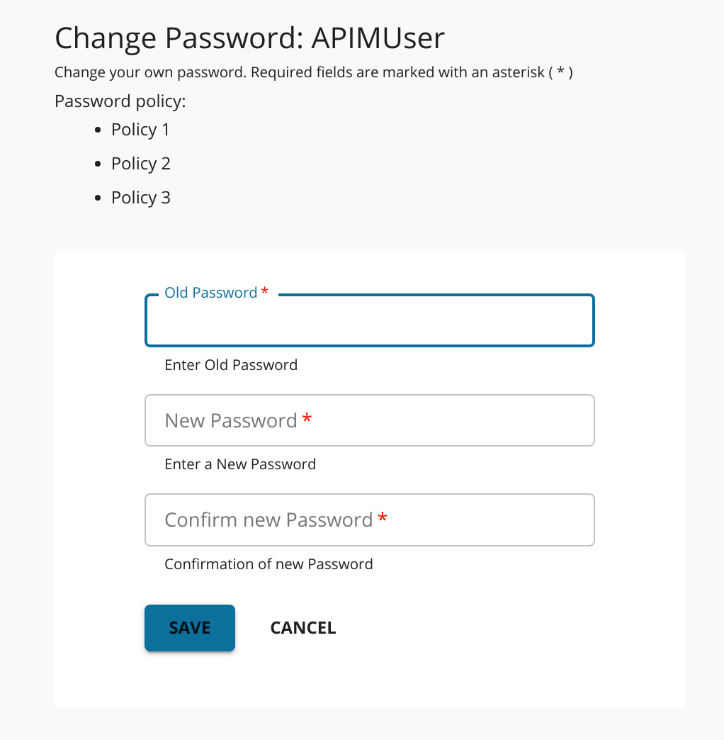 Displaying Developer Portal password policy guidelines
