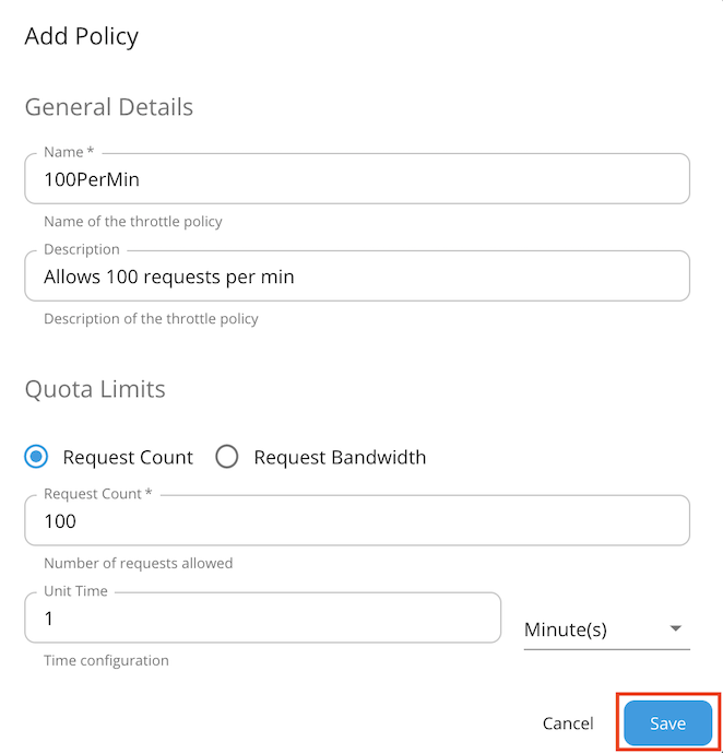 Add application policy page