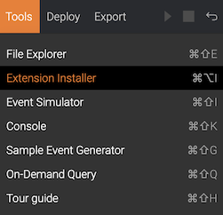 Extensions Installer option in the Tools menu