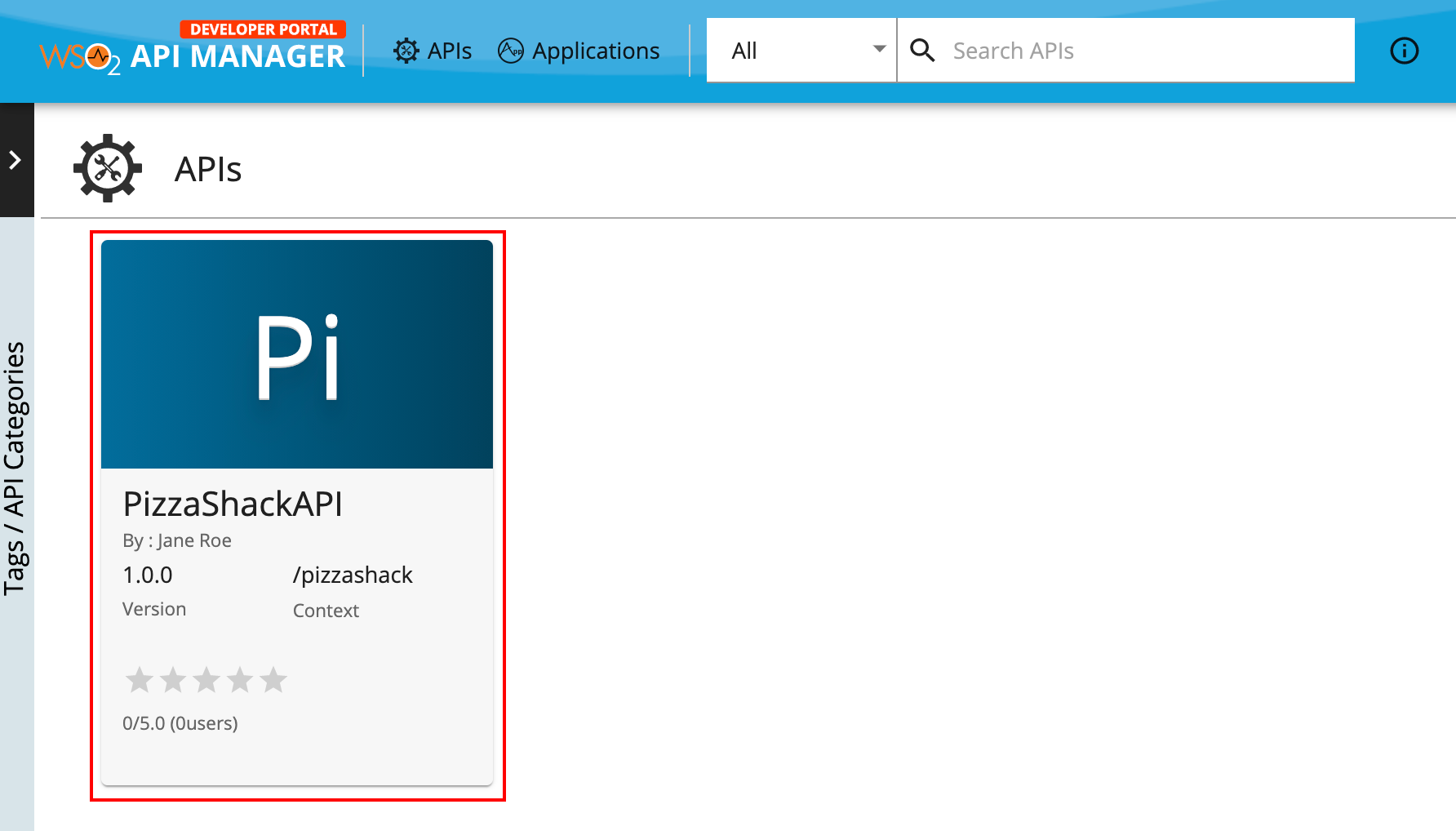 API in Developer Portal