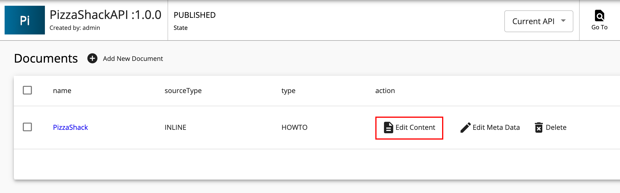 Edit content in a API document
