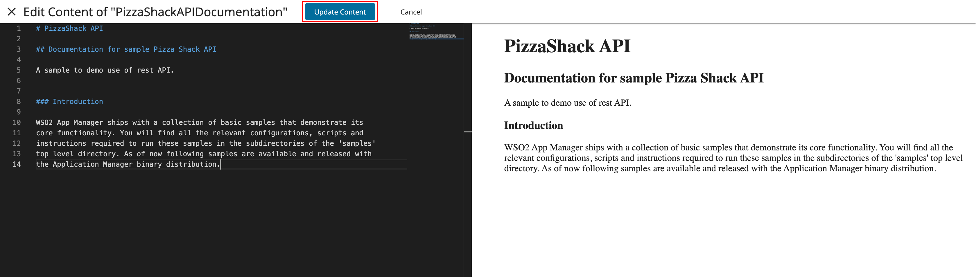 Update content for Markdown documentation