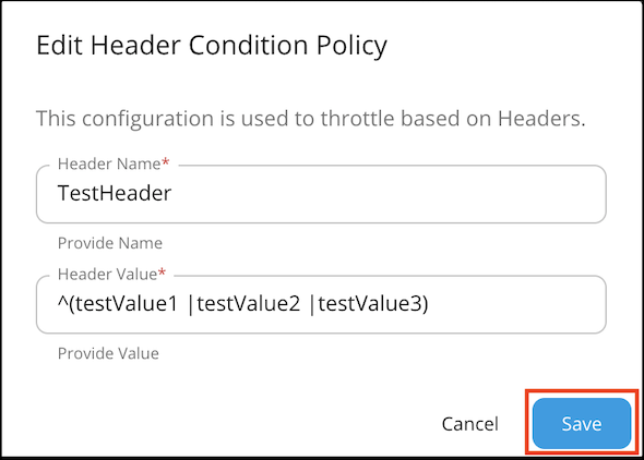 New header condition regex