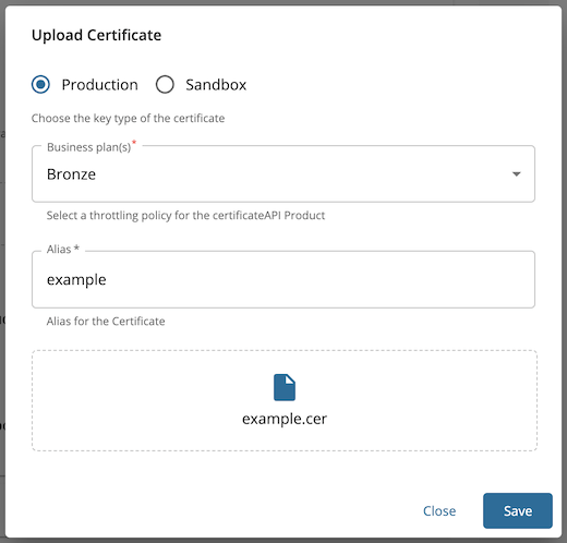 Upload Certificate