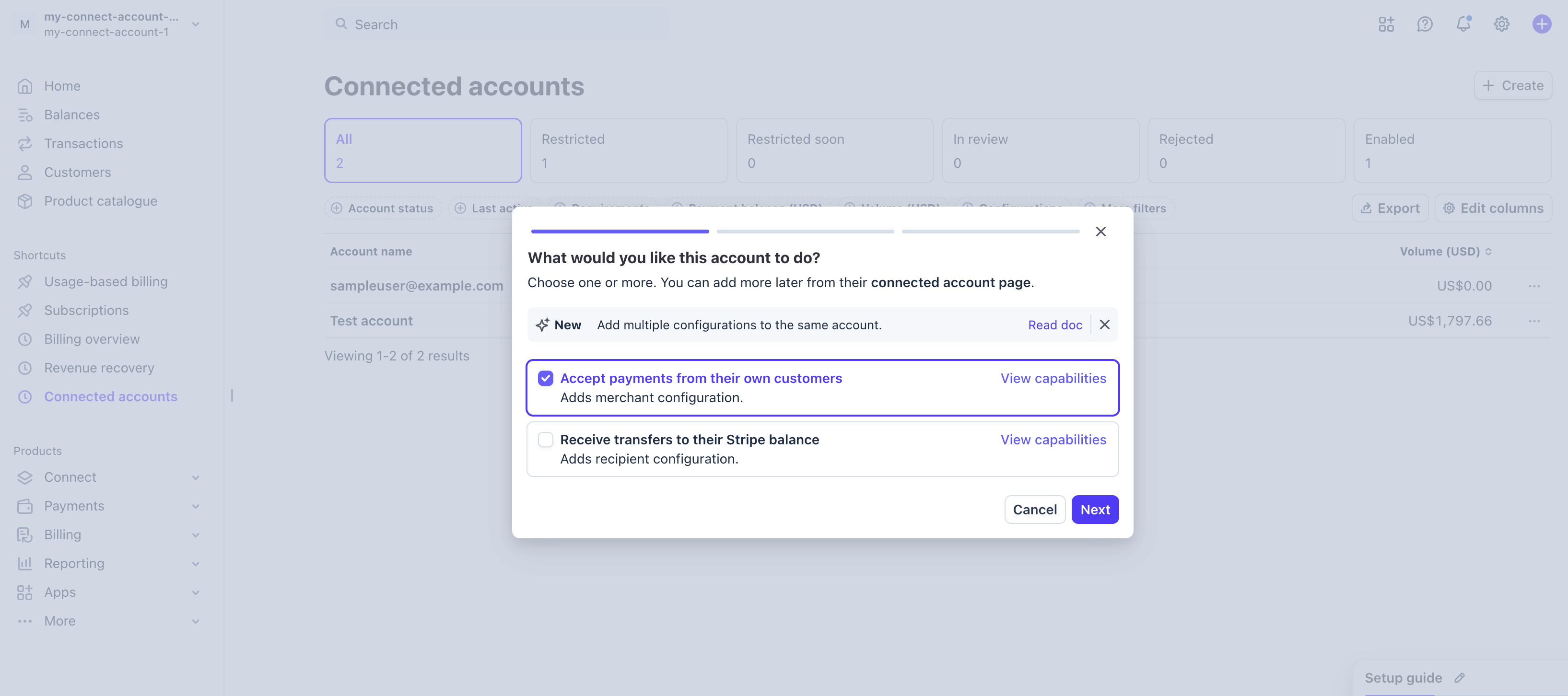 Select account type
