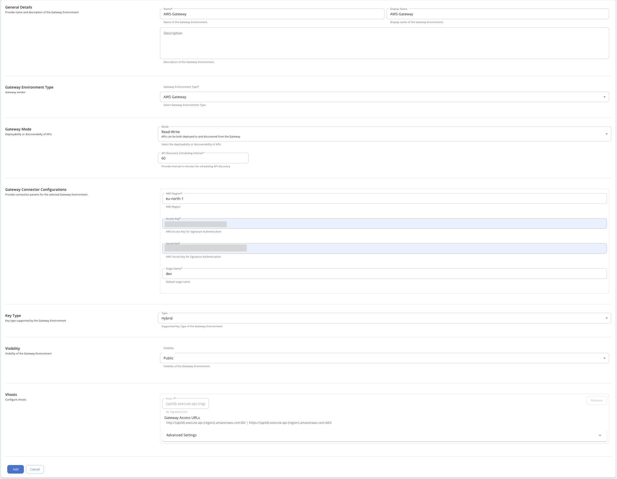 add aws gateway discovery environment