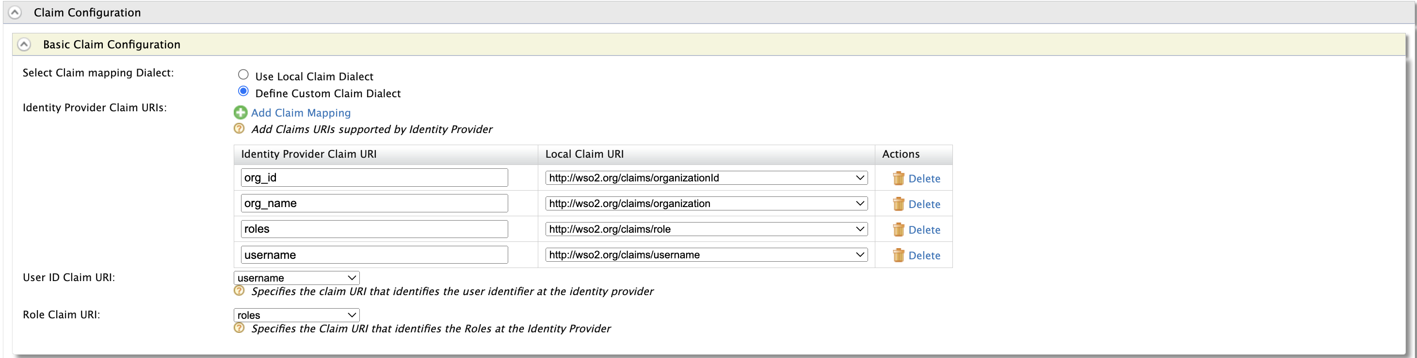 Claim config