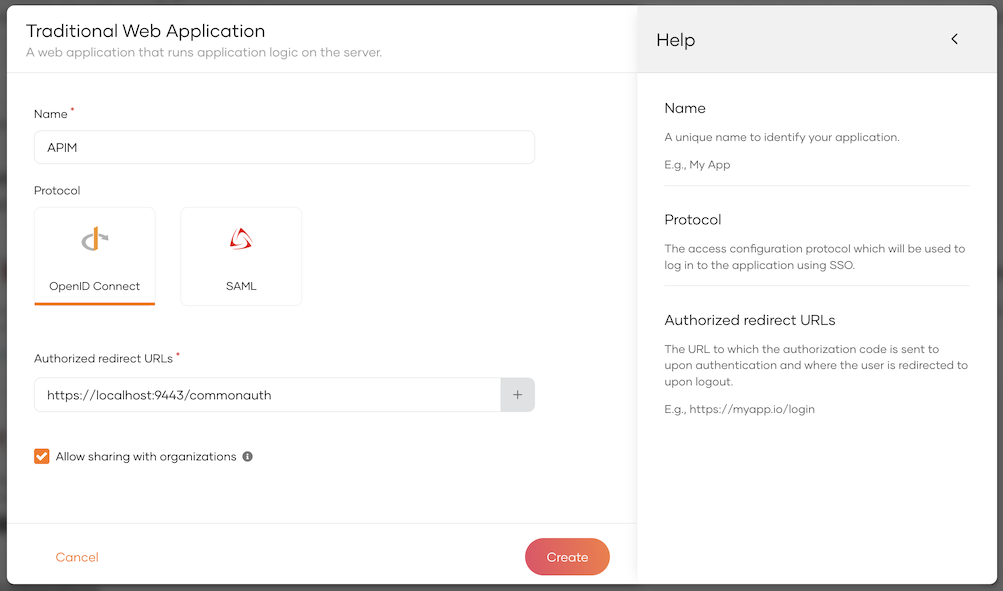 Create new application