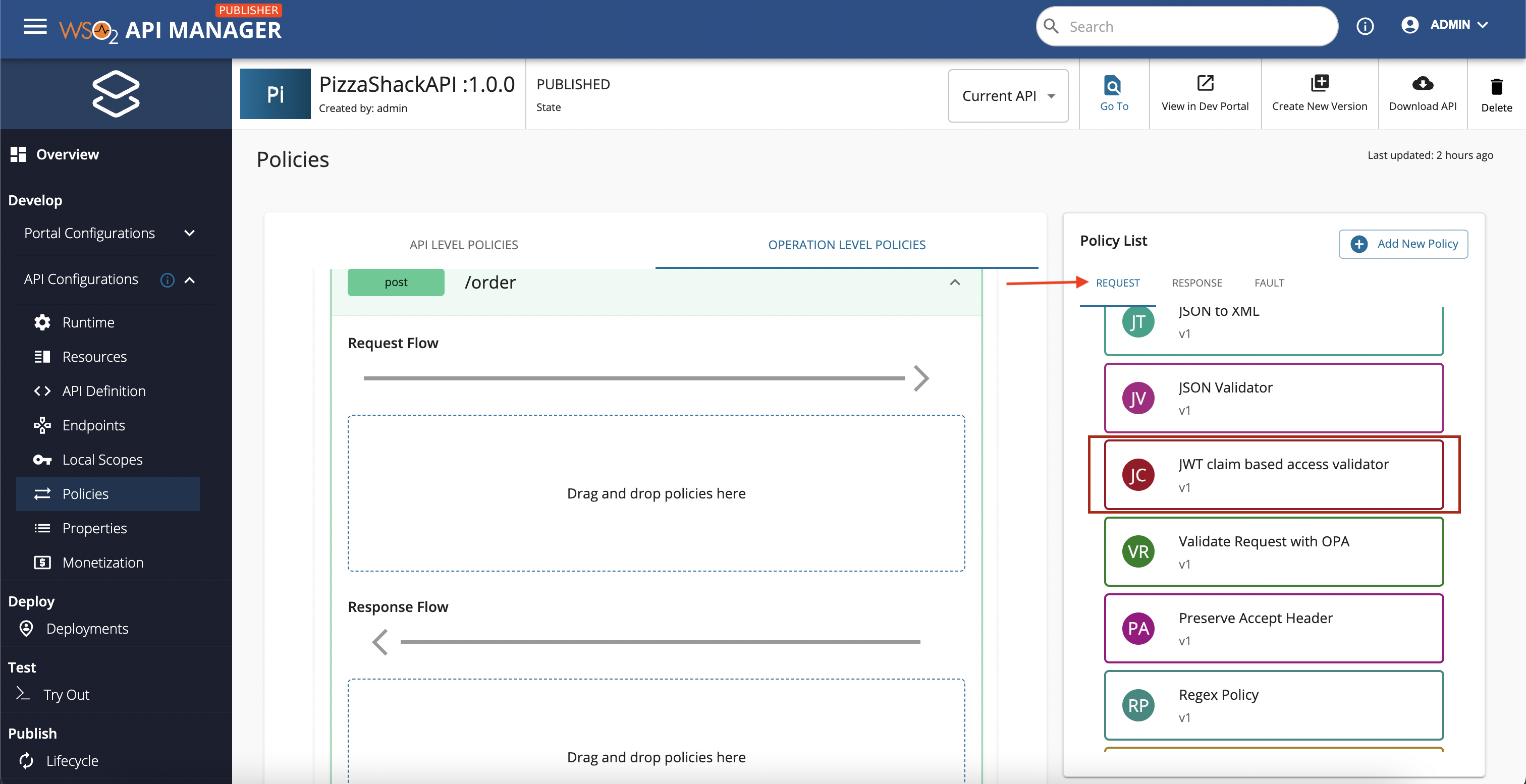 JWT claim based access validator