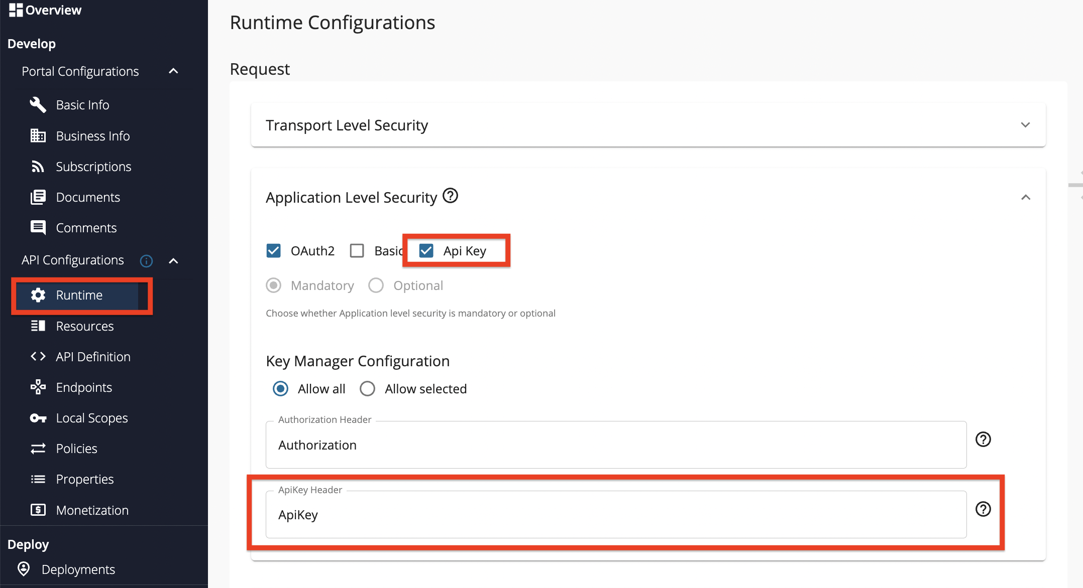 Configure API key authentication