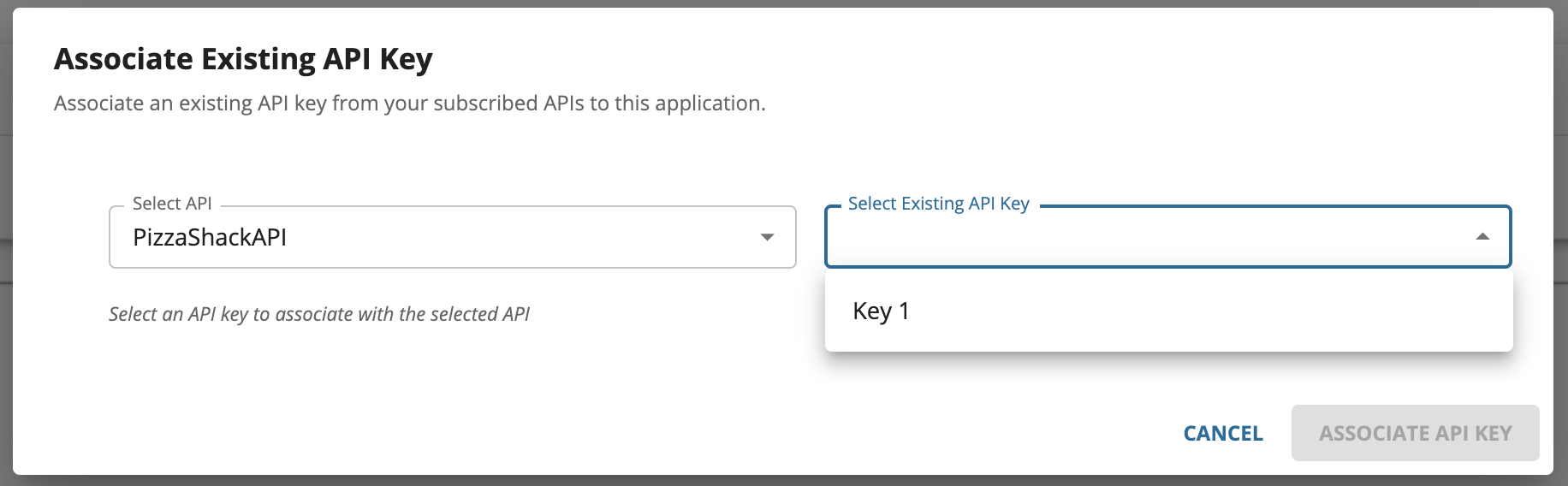 Associate API key from App