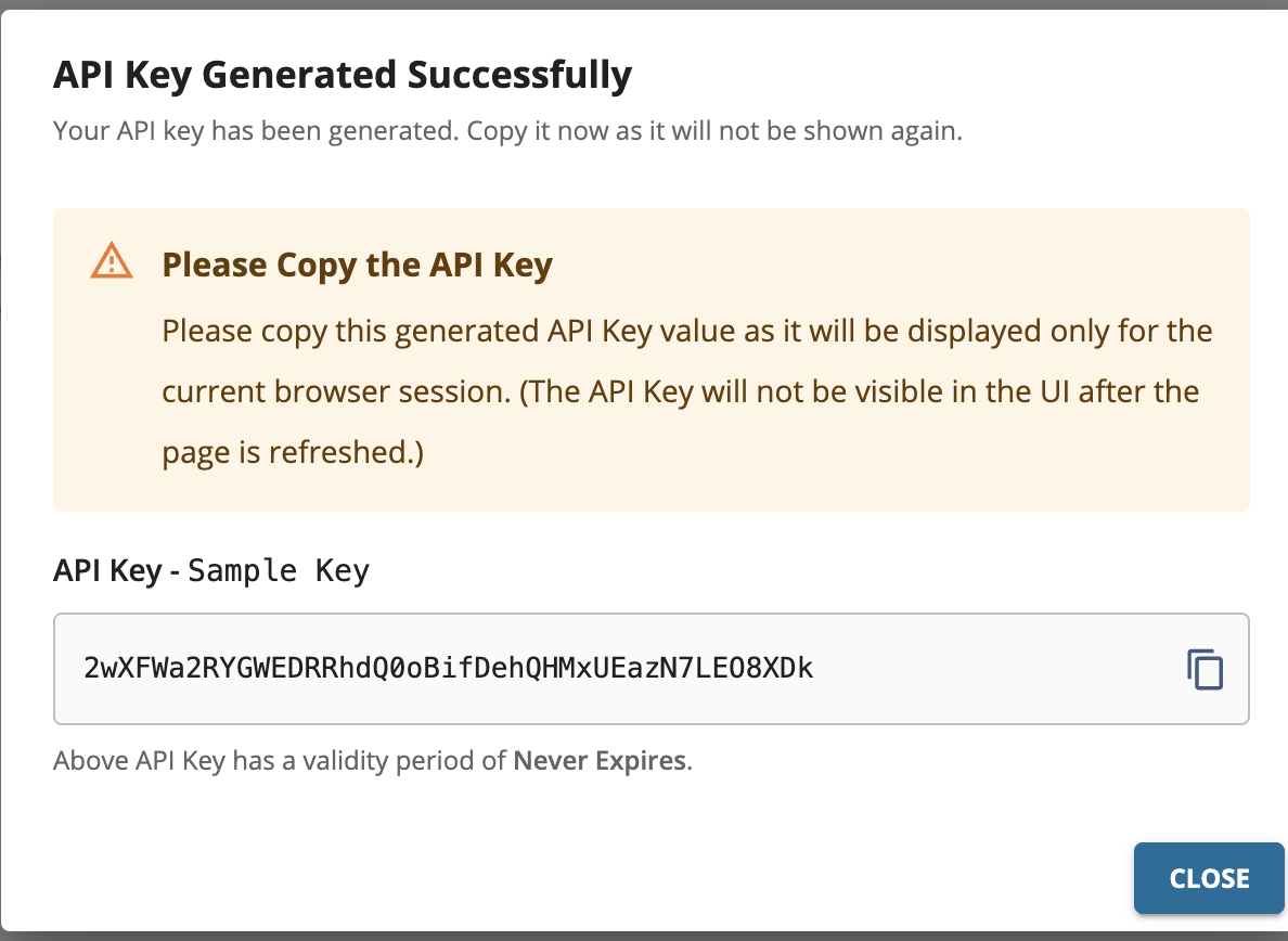 Copy API key