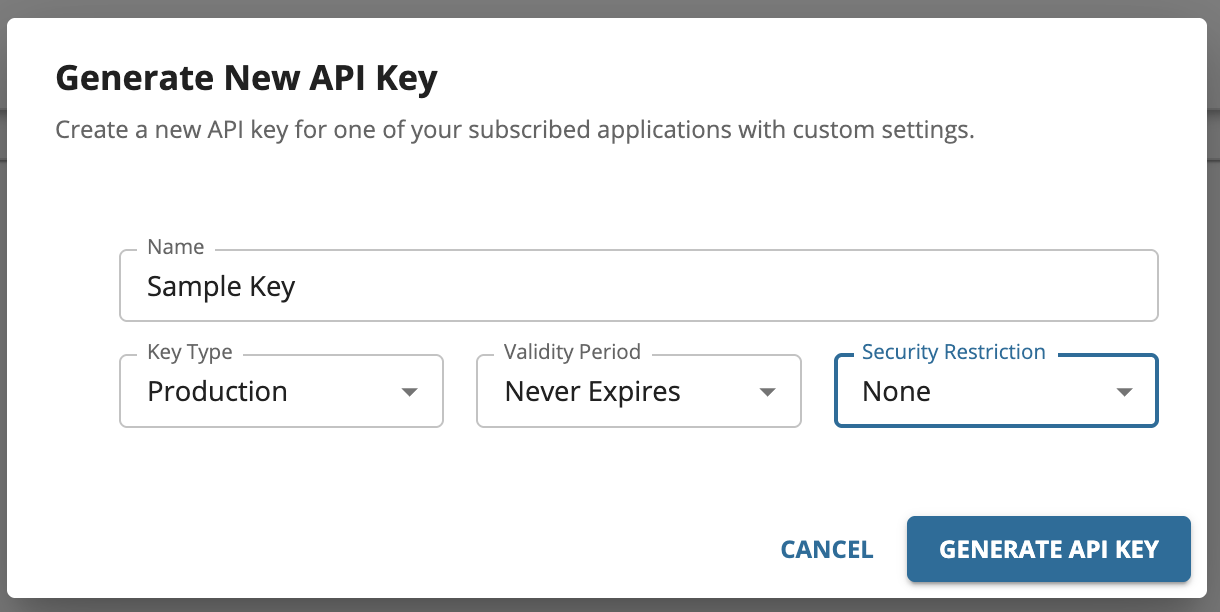 Generate API key