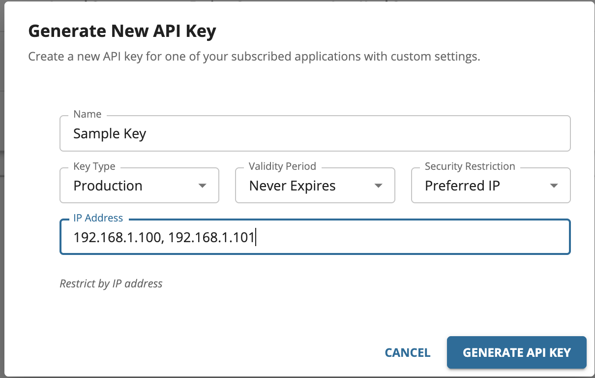 IP Restricted API key