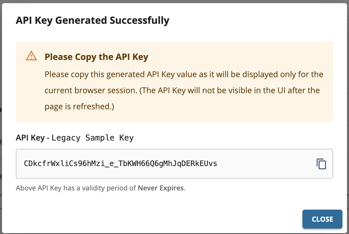Copy Legacy API Key
