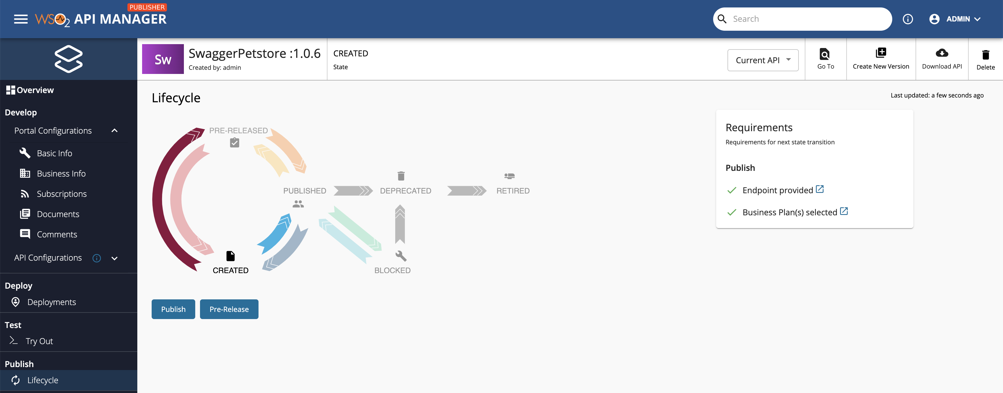 Publish as Pre-Released API when using backend URL