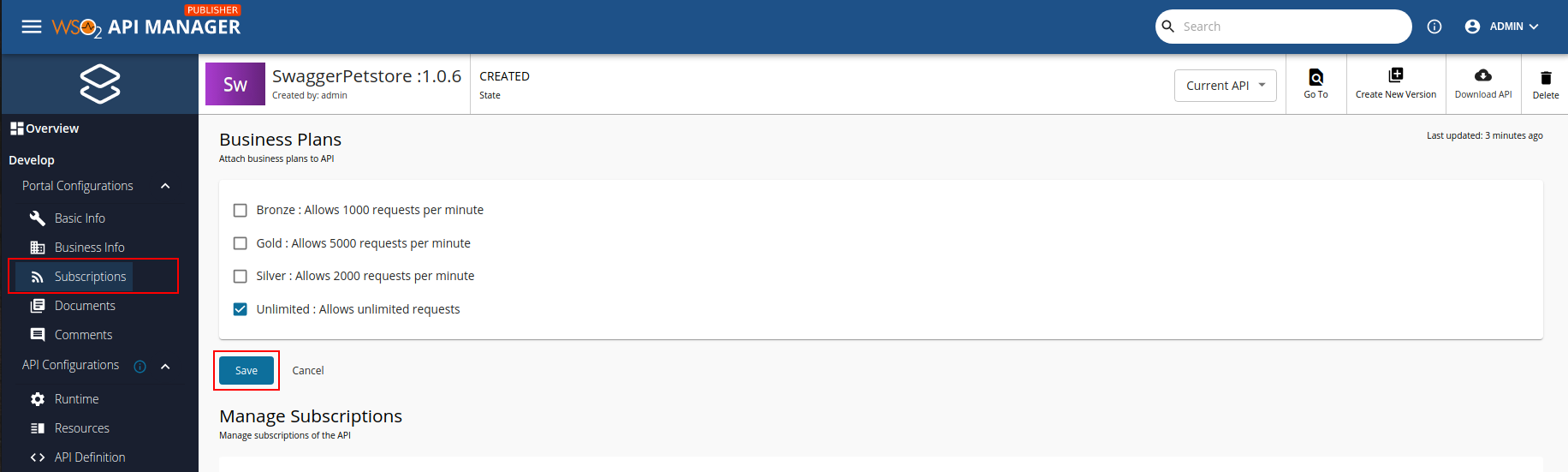 Select Prototype API Business Plans