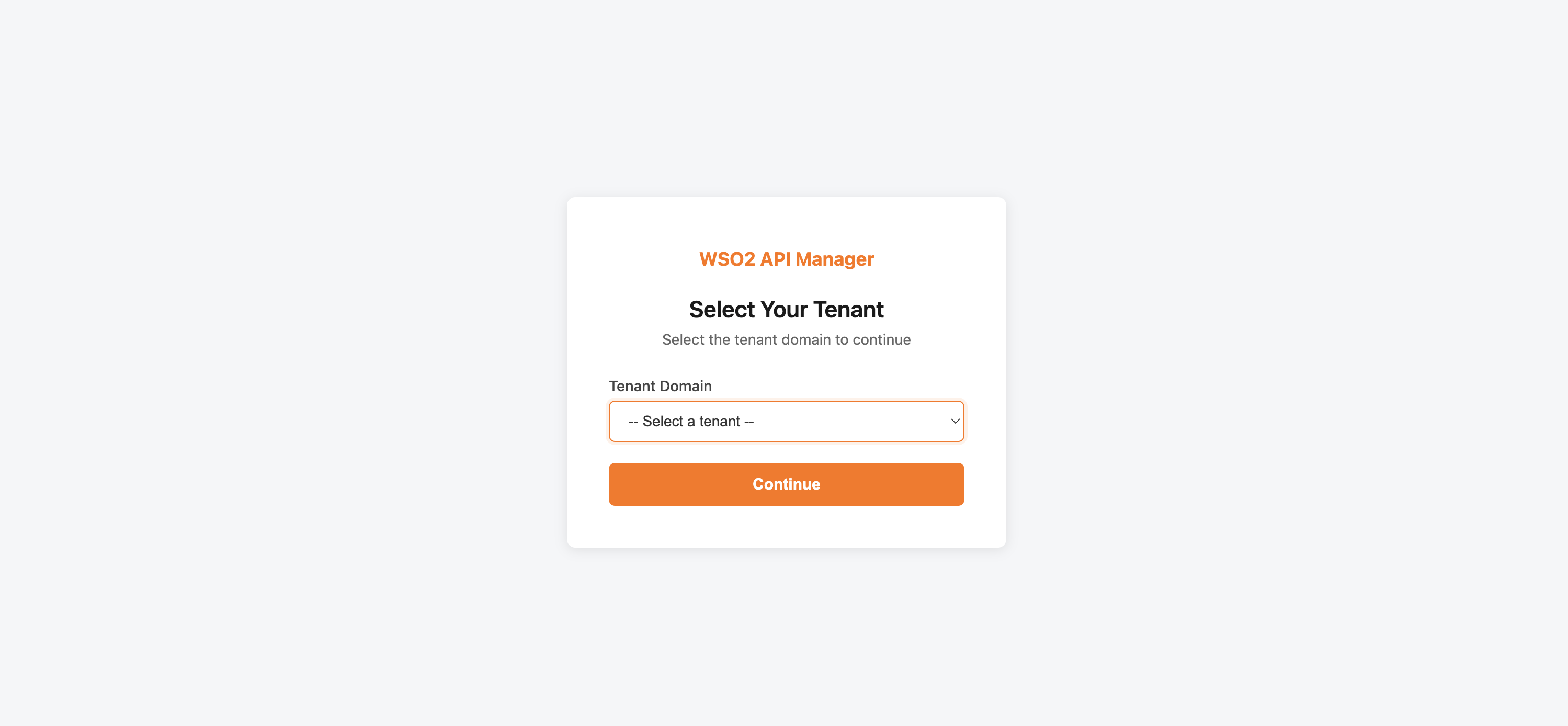 Tenant Selection Page